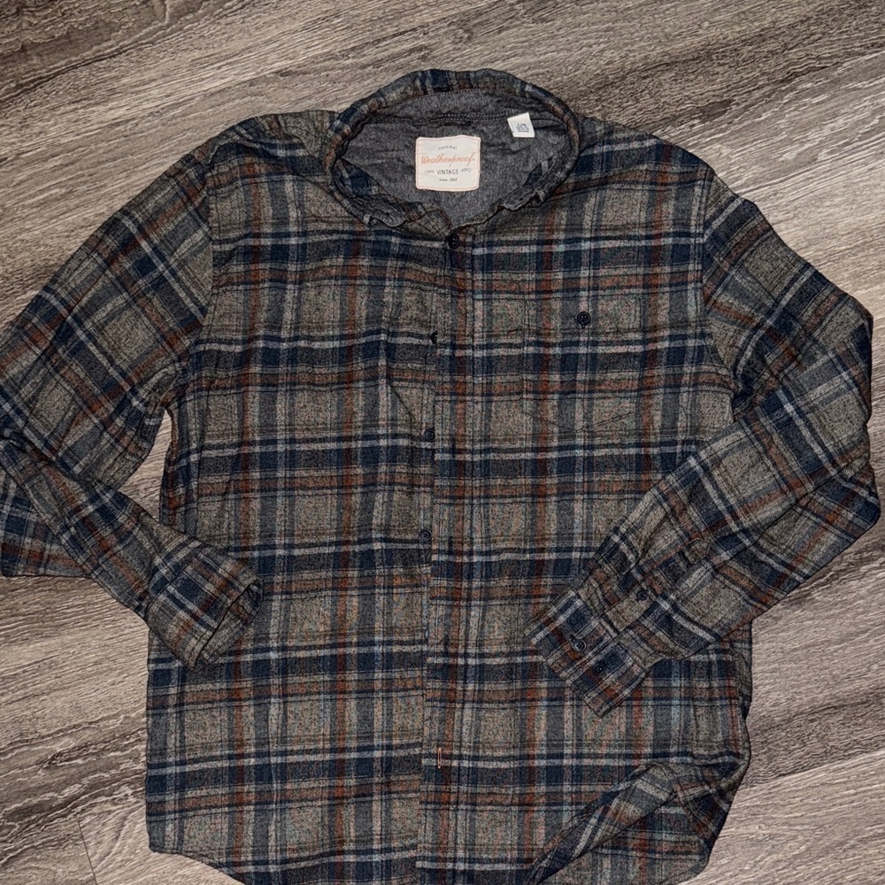Weatherproof Men's Plaid Shirt - Blue, Gray, and Brown